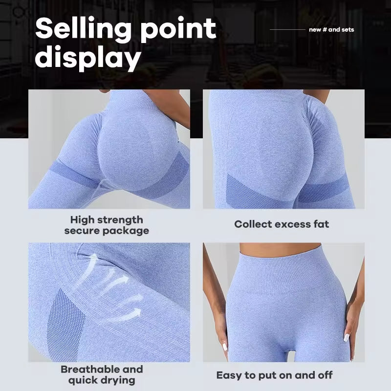 Elevate Your Yoga Practice with Our Seamless High Stretch Yoga Set – Stylish Crisscross Back Cami & Tummy Control Leggings!