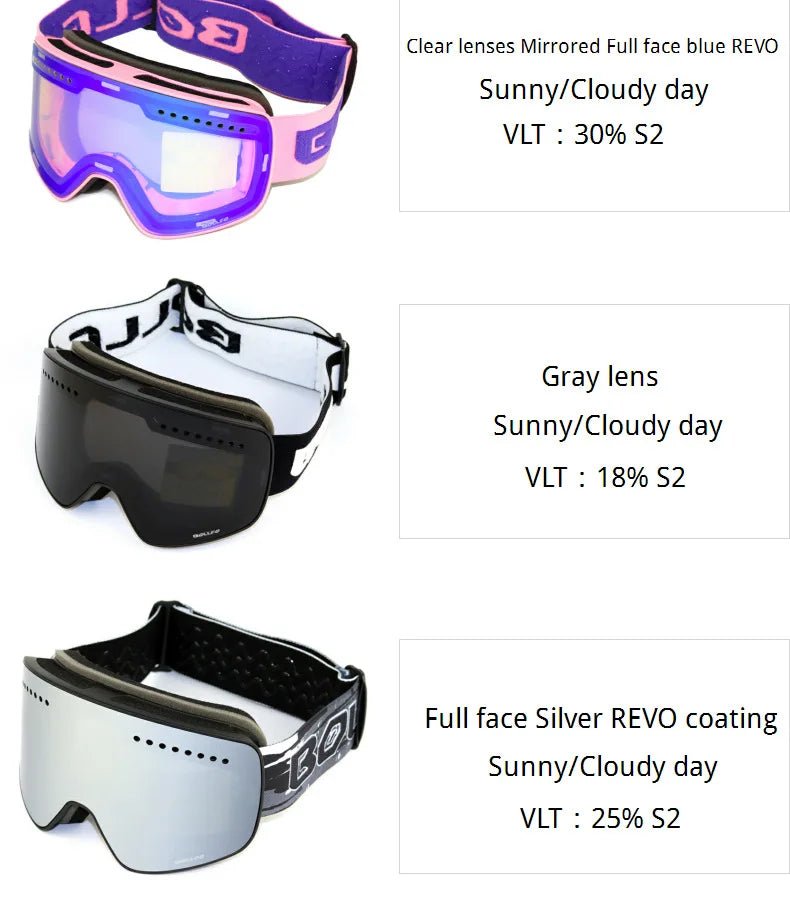 Ski Glasses For Skiing Double Lens Magnetic Mountaineering Glasses UV400 Anti-fog Ski Goggles Men Women Snowmobile Mask