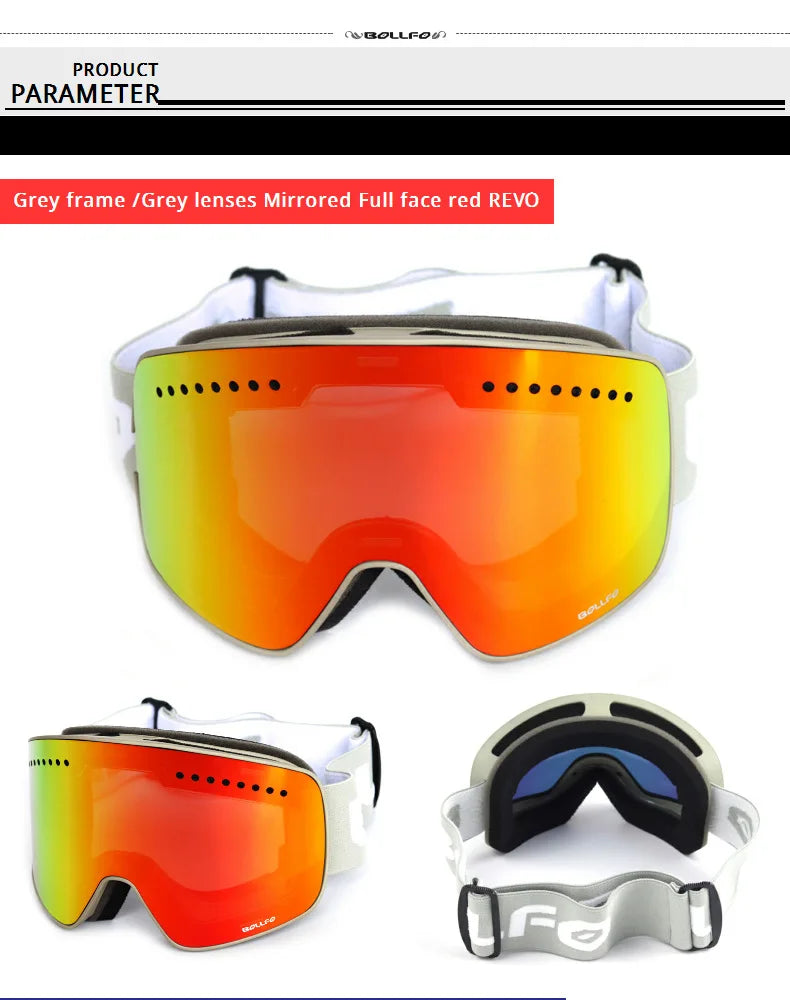 Ski Glasses For Skiing Double Lens Magnetic Mountaineering Glasses UV400 Anti-fog Ski Goggles Men Women Snowmobile Mask