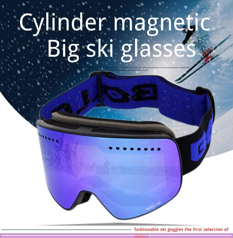 Ski Glasses For Skiing Double Lens Magnetic Mountaineering Glasses UV400 Anti-fog Ski Goggles Men Women Snowmobile Mask