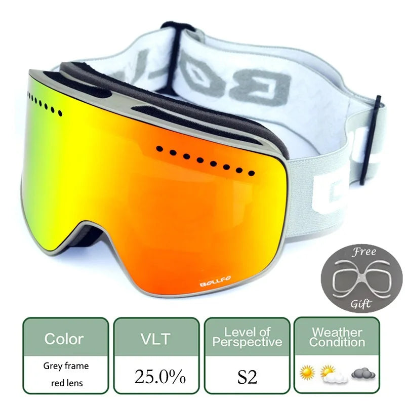 Ski Glasses For Skiing Double Lens Magnetic Mountaineering Glasses UV400 Anti-fog Ski Goggles Men Women Snowmobile Mask