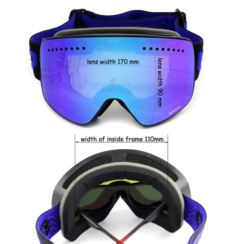 Ski Glasses For Skiing Double Lens Magnetic Mountaineering Glasses UV400 Anti-fog Ski Goggles Men Women Snowmobile Mask