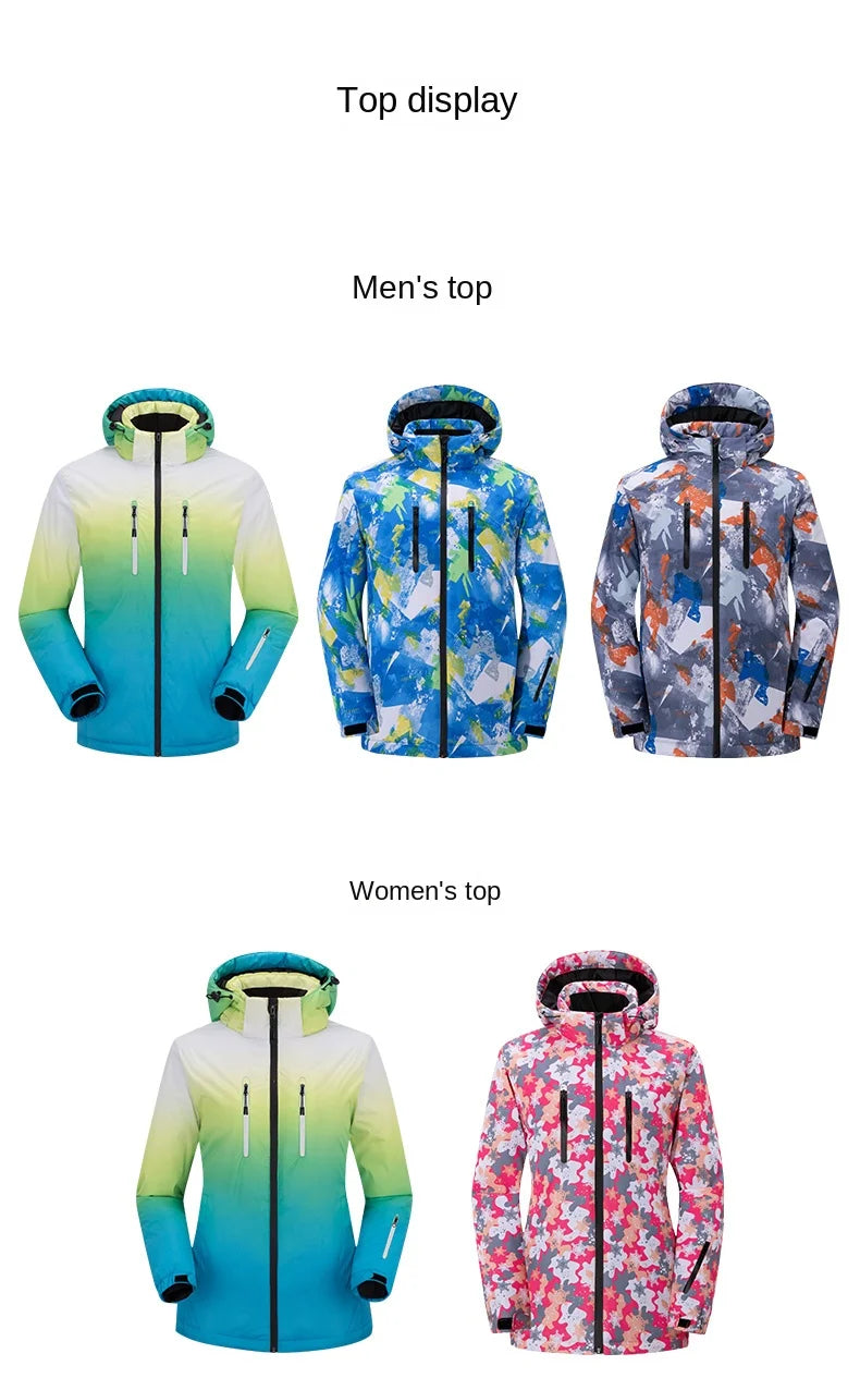 Men's and women's snowwear waterproof ski suit Snowboard suit Outdoor wear Winter jacket Winter couples sports warm ski suit