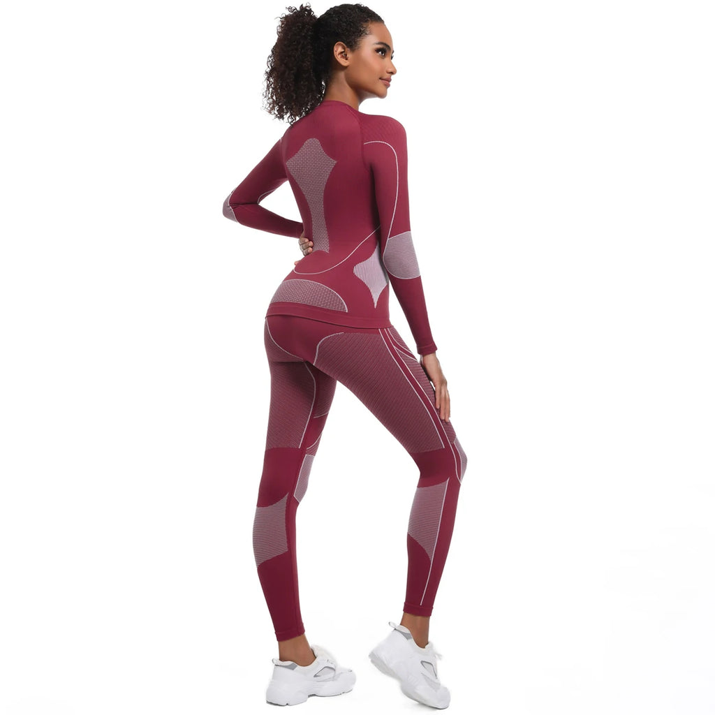 Women Skiwear Yoga Set Skiing Underwear Set Fitness Workout Thermal  Ski Snowboarding Running  Exercise Suit Long Johns