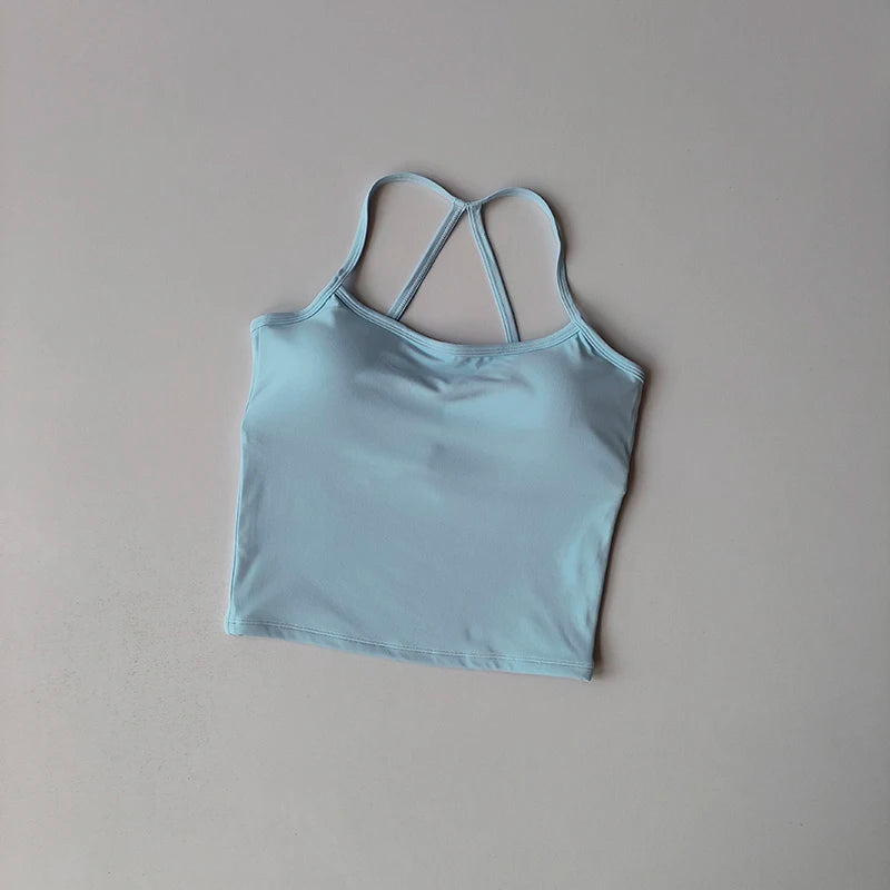 Yoga Gym Set Halter Top Set Yoga High Waist Shorts Set Backless Tights Bra Vest Seamless Stretch Ribbed Buttocks Lift Shorts Set