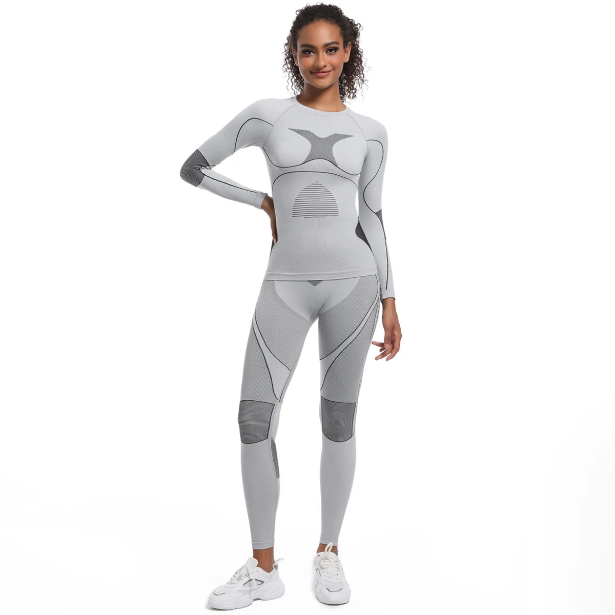 Women Skiwear Yoga Set Skiing Underwear Set Fitness Workout Thermal Gym Ski Snowboarding Running Yoga Exercise Suit Long Johns