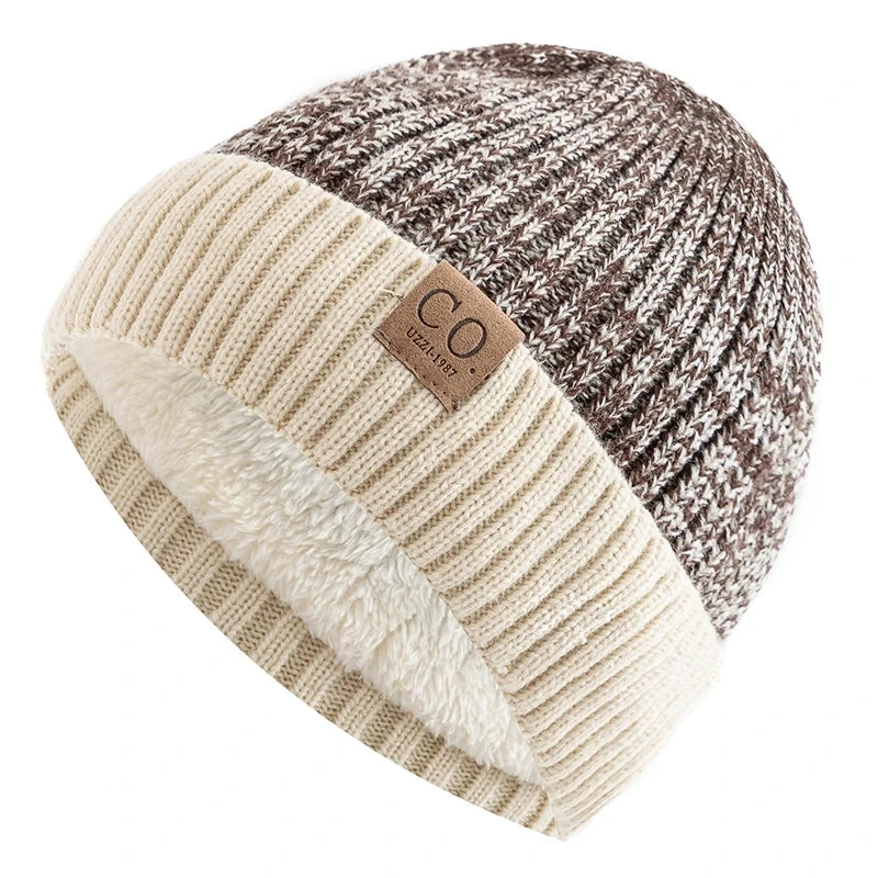 New Unisex Two-Tone Winter Hats Add Fur Lined Men And Women Fashion