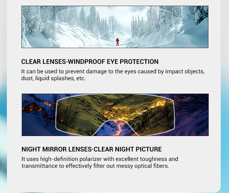 Kapvoe Snow Goggles Ski Snowboarding Skiing Mask for Men Women Anti-Fog Lens Kit UV400 Protection Snowmobile Glasses Motorcycle