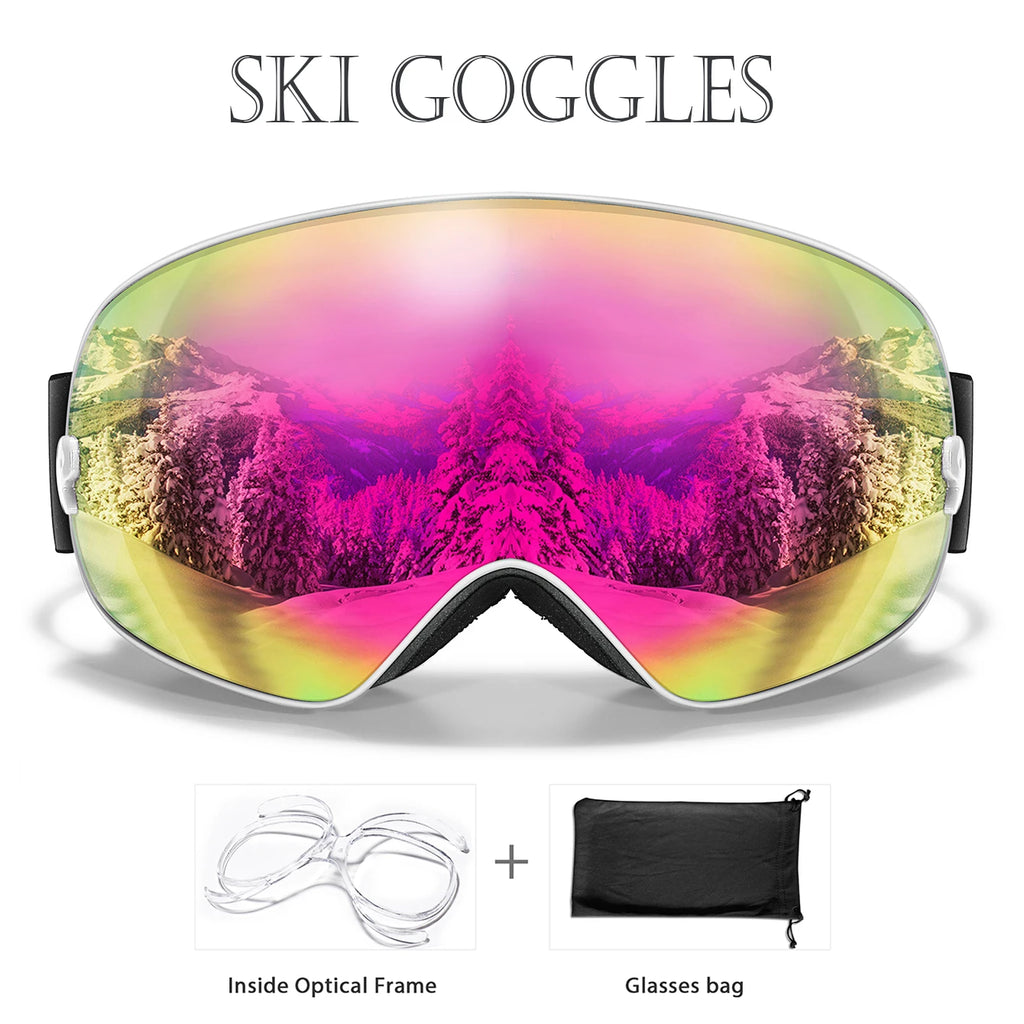 Lens Anti-Fog Ski Goggles for Men Women - Skiing Snowboard Outdoor Sports UV Protection