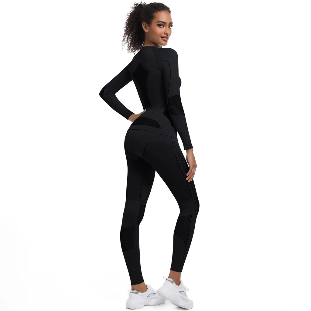 Women Skiwear Yoga Set Skiing Underwear Set Fitness Workout Thermal Gym Ski Snowboarding Running Yoga Exercise Suit Long Johns