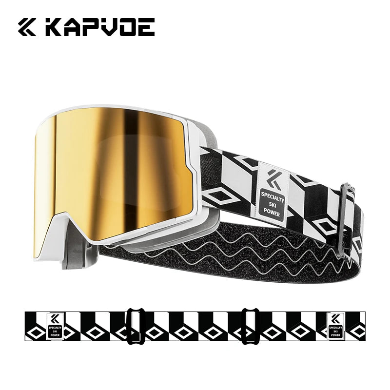 Kapvoe Snow Goggles Ski Snowboarding Skiing Mask for Men Women Anti-Fog Lens Kit UV400 Protection Snowmobile Glasses Motorcycle
