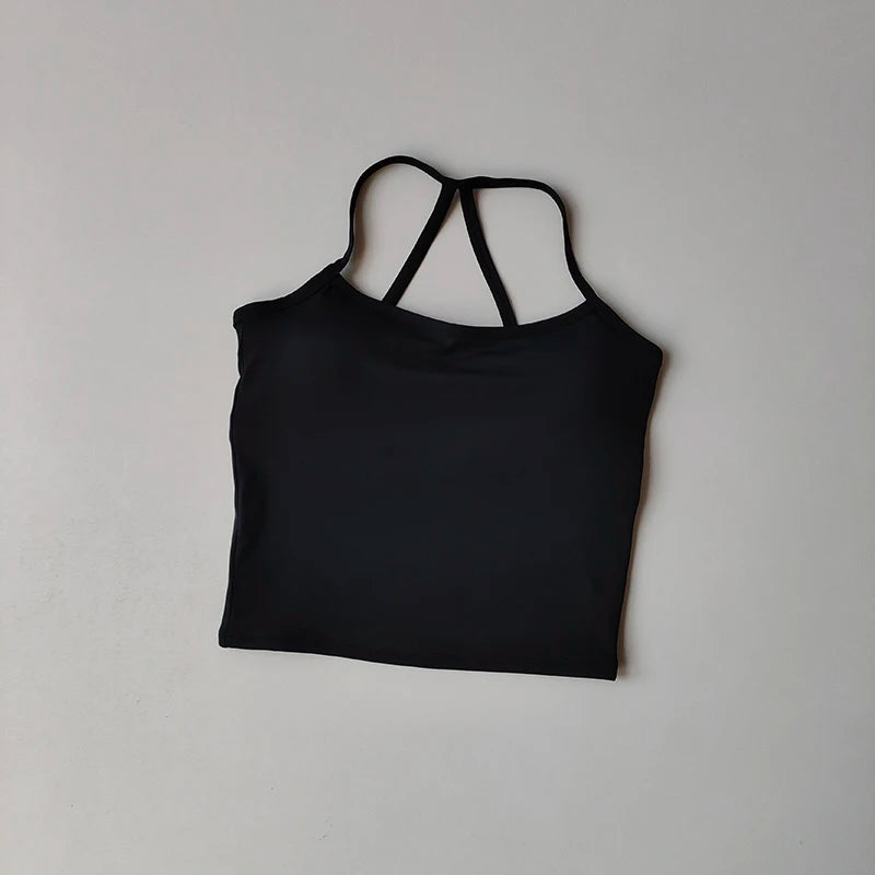 Yoga Gym Set Halter Top Set Yoga High Waist Shorts Set Backless Tights Bra Vest Seamless Stretch Ribbed Buttocks Lift Shorts Set