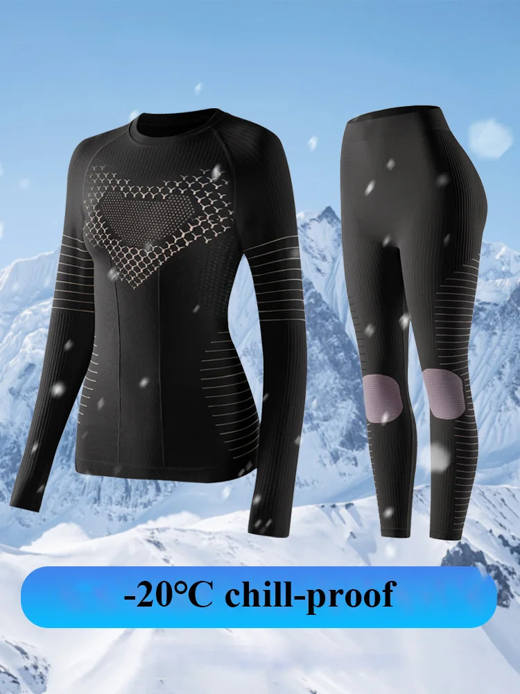 Women's Sport Skiing Function Underwear Sweat-Wicking Warm Compression Clothes Tight Quick-Dry Skiing Suit Underwear Set