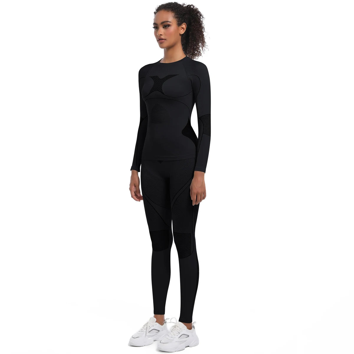 Women Skiwear Yoga Set Skiing Underwear Set Fitness Workout Thermal Gym Ski Snowboarding Running Yoga Exercise Suit Long Johns