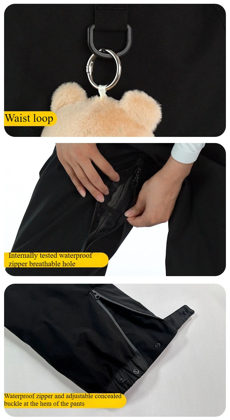 New Ski Pant Solid Snow  Women Windproof Waterproof Snow Pants Warm Breathable Thickened Winter Outdoor Snowboarding Trousers