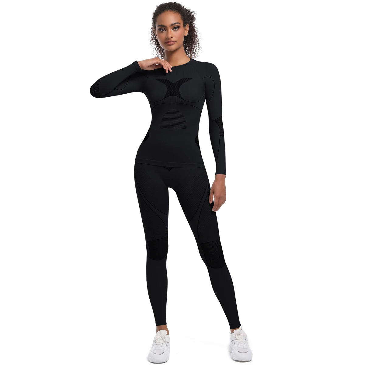 Women Skiwear Yoga Set Skiing Underwear Set Fitness Workout Thermal Gym Ski Snowboarding Running Yoga Exercise Suit Long Johns