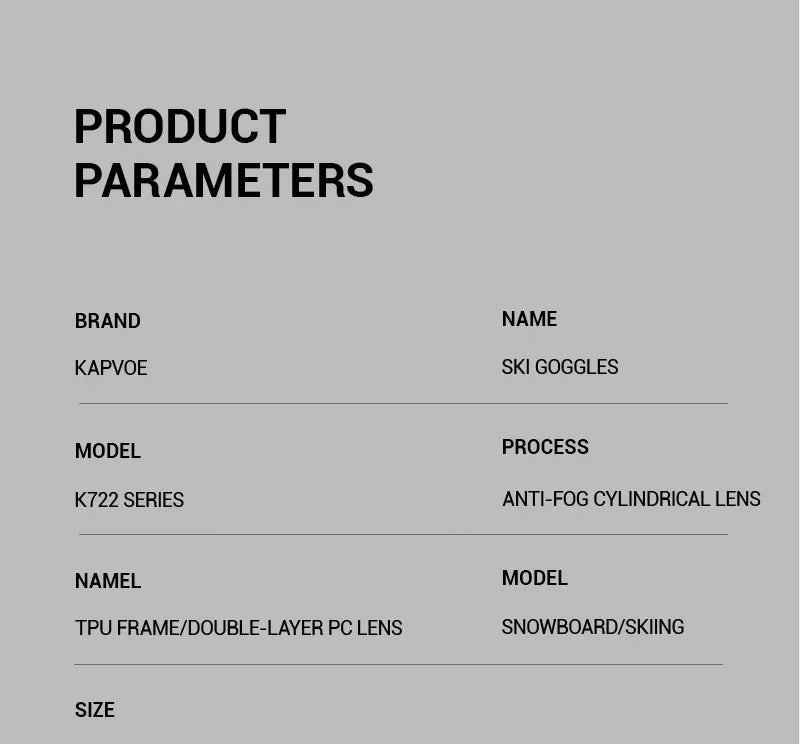 Kapvoe Snow Goggles Ski Snowboarding Skiing Mask for Men Women Anti-Fog Lens Kit UV400 Protection Snowmobile Glasses Motorcycle