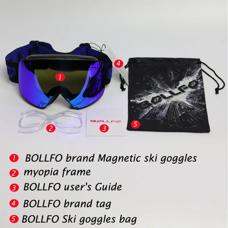 Ski Glasses For Skiing Double Lens Magnetic Mountaineering Glasses UV400 Anti-fog Ski Goggles Men Women Snowmobile Mask