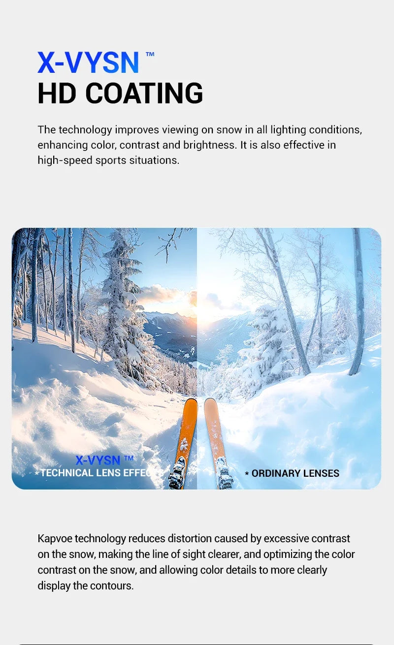 Kapvoe Snow Goggles Ski Snowboarding Skiing Mask for Men Women Anti-Fog Lens Kit UV400 Protection Snowmobile Glasses Motorcycle