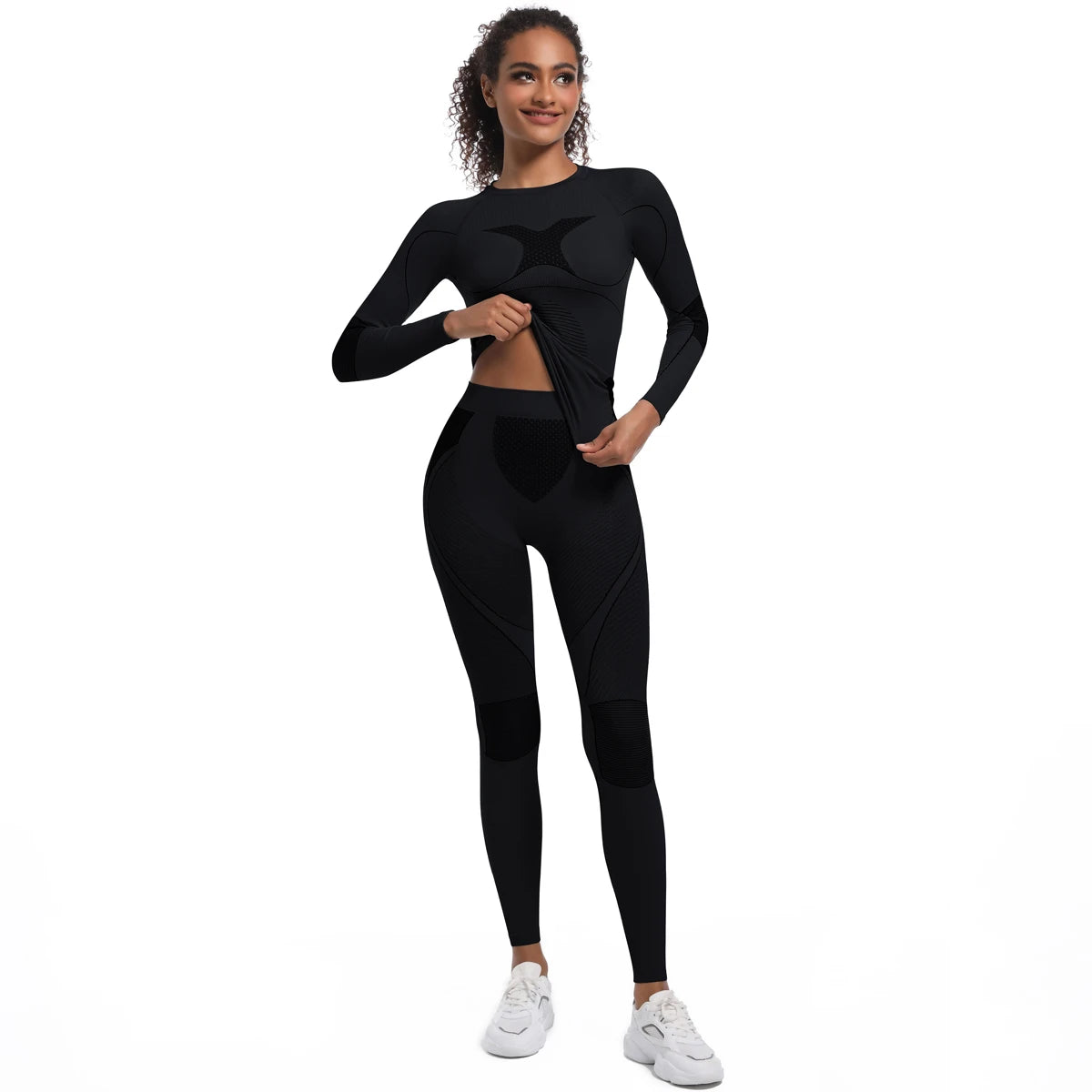 Women Skiwear Yoga Set Skiing Underwear Set Fitness Workout Thermal Gym Ski Snowboarding Running Yoga Exercise Suit Long Johns