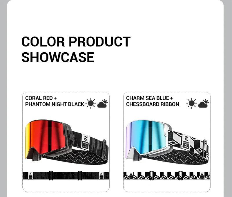 Kapvoe Snow Goggles Ski Snowboarding Skiing Mask for Men Women Anti-Fog Lens Kit UV400 Protection Snowmobile Glasses Motorcycle