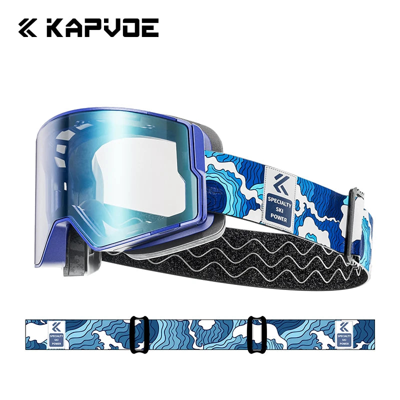 Kapvoe Snow Goggles Ski Snowboarding Skiing Mask for Men Women Anti-Fog Lens Kit UV400 Protection Snowmobile Glasses Motorcycle