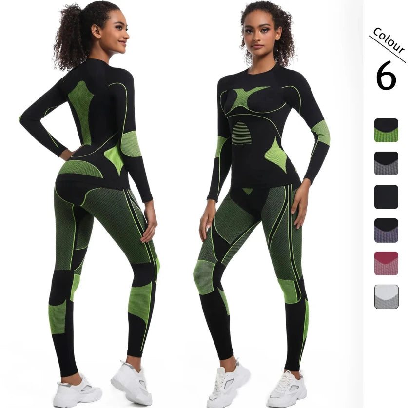 Women Skiwear Yoga Set Skiing Underwear Set Fitness Workout Thermal  Ski Snowboarding Running  Exercise Suit Long Johns