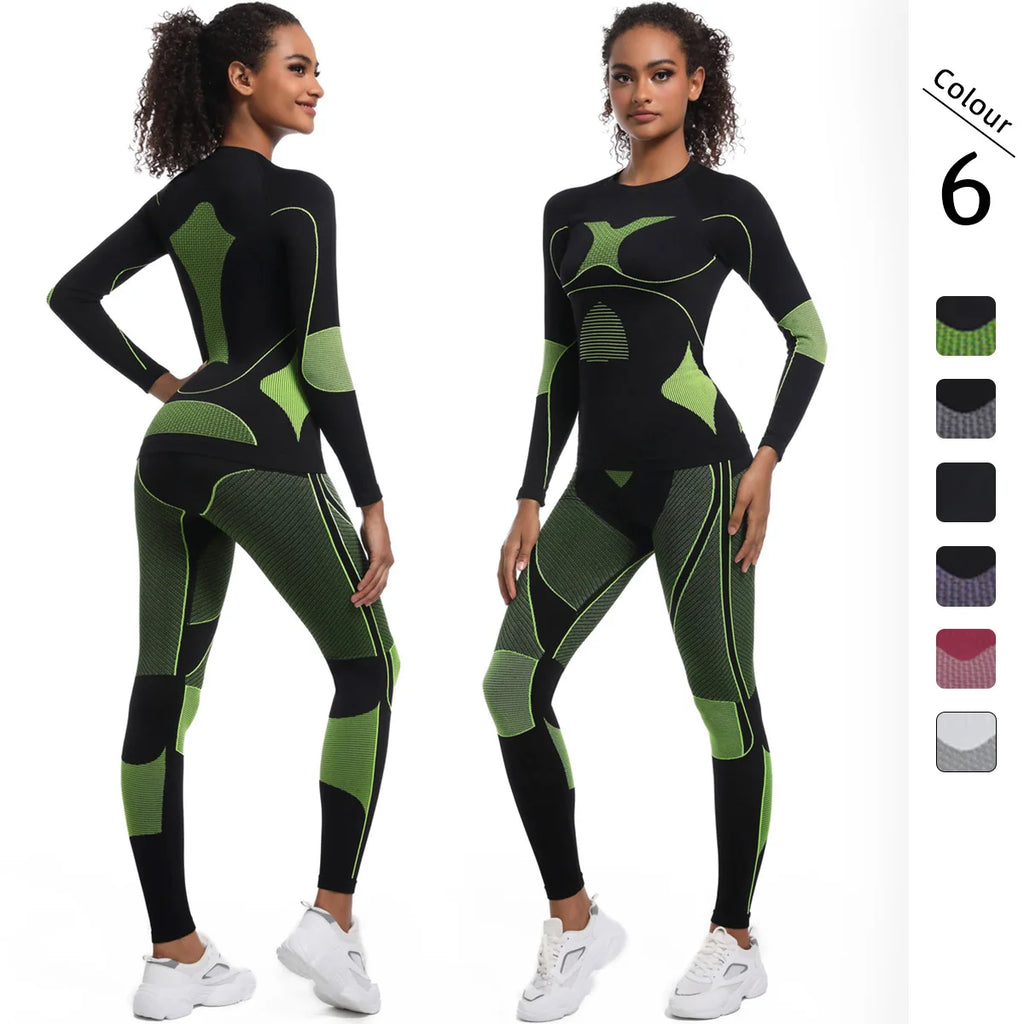 Women Skiwear Yoga Set Skiing Underwear Set Fitness Workout Thermal  Ski Snowboarding Running  Exercise Suit Long Johns