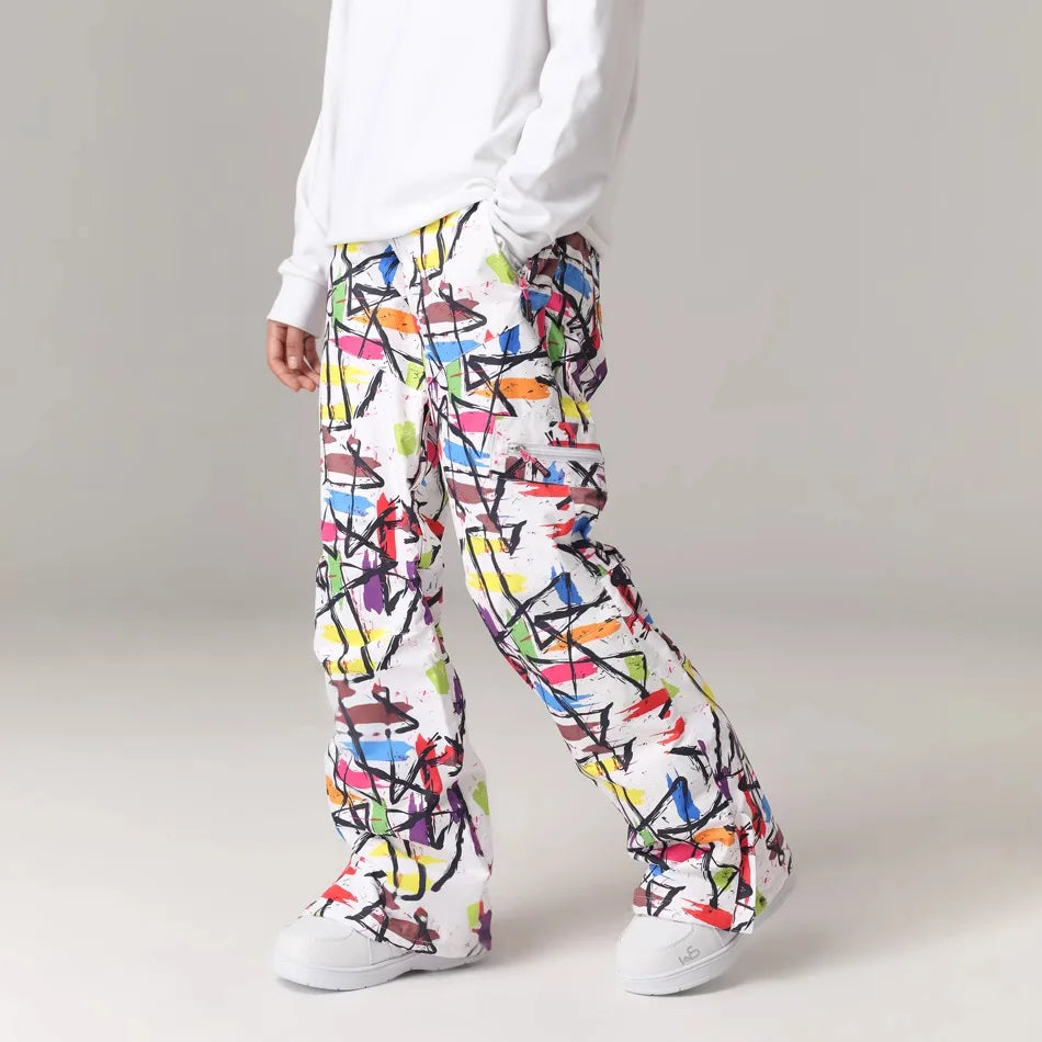 2024 New Ski Pants Women Pants Overalls Windproof Waterproof Ski Suits Men Mountain Snowboard Outdoor Hiking Ski Loose Trousers