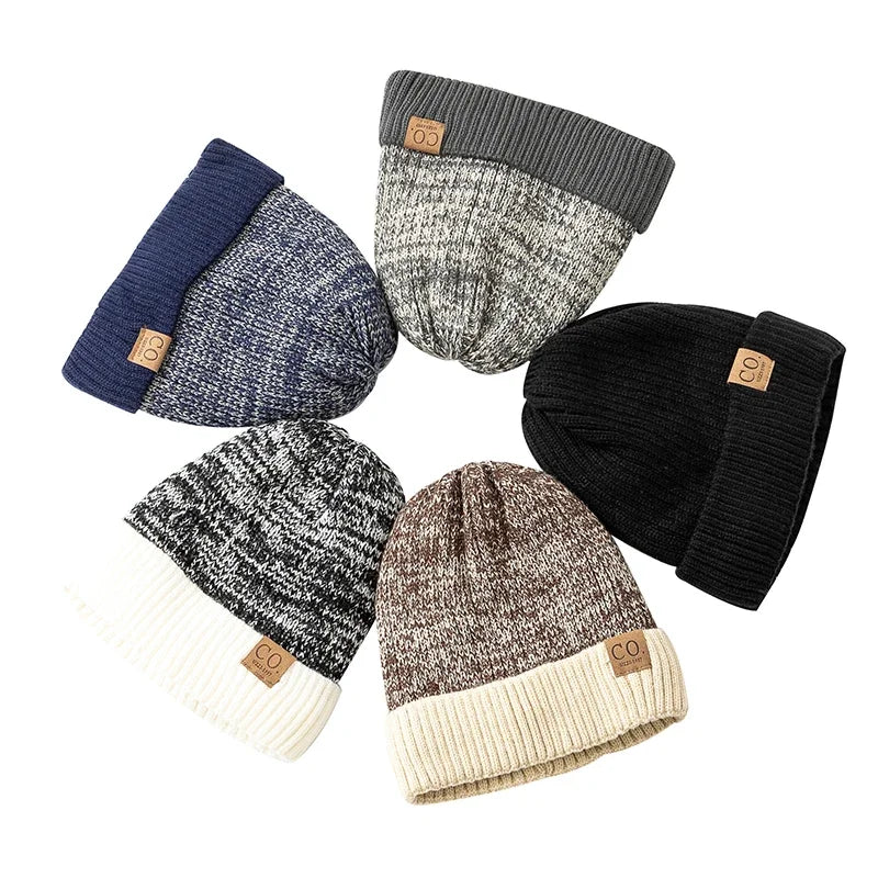 New Unisex Two-Tone Winter Hats Add Fur Lined Men And Women Fashion
