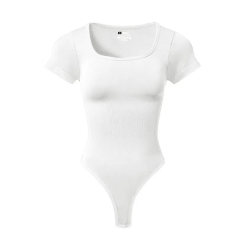 Women Plus Size Yoga Jumpsuit Seamless Square Neck T-shirt High