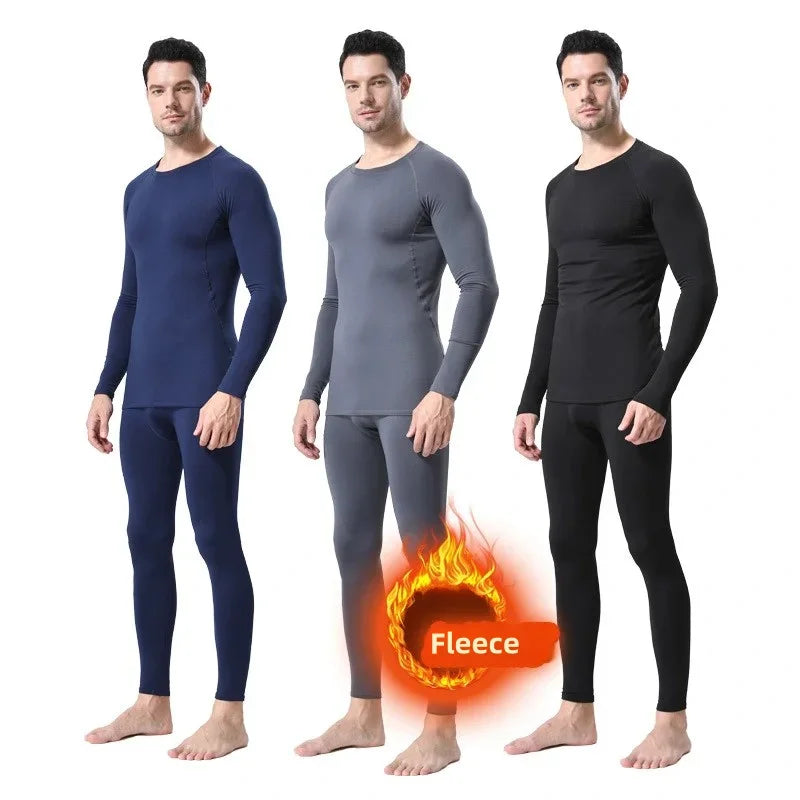 Autumn Winter Compression Tracksuit Men Thermal Underwear Fleece Lingerie Set For Skiing Thermos Shirt Set Man Ski Snow Clothing
