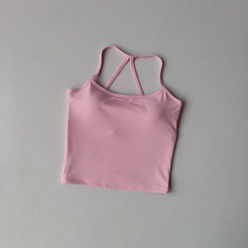 Yoga Gym Set Halter Top Set Yoga High Waist Shorts Set Backless Tights Bra Vest Seamless Stretch Ribbed Buttocks Lift Shorts Set