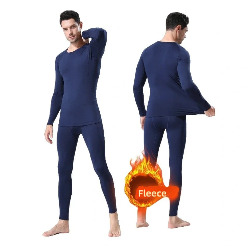 Men's Compression Running Second Skin Long Underwear Fleece Thermal Tracksuit Sports tights Training suits set Thermal underwear