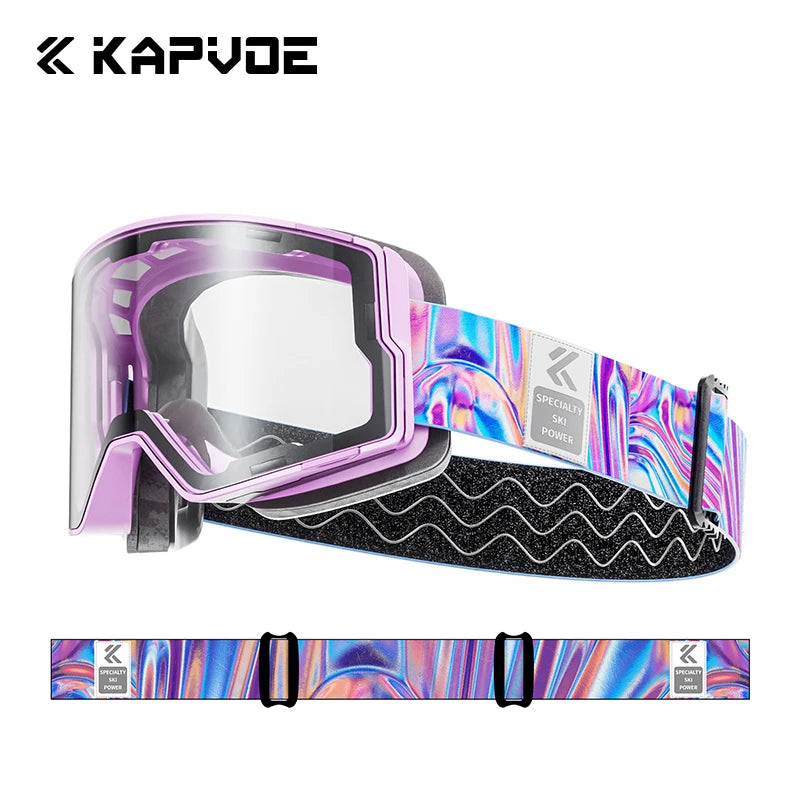 Kapvoe Snow Goggles Ski Snowboarding Skiing Mask for Men Women Anti-Fog Lens Kit UV400 Protection Snowmobile Glasses Motorcycle
