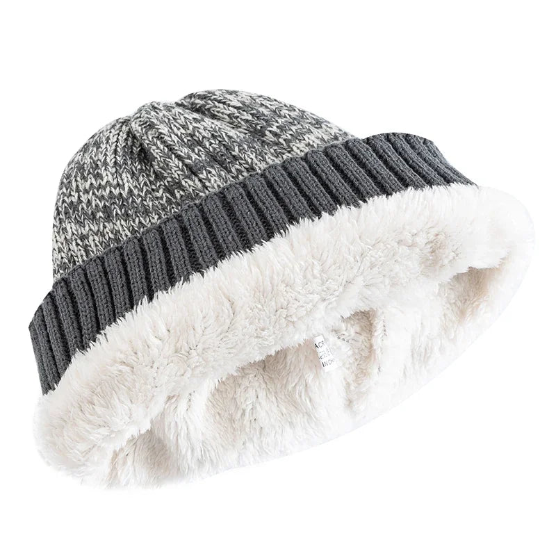 New Unisex Two-Tone Winter Hats Add Fur Lined Men And Women Fashion