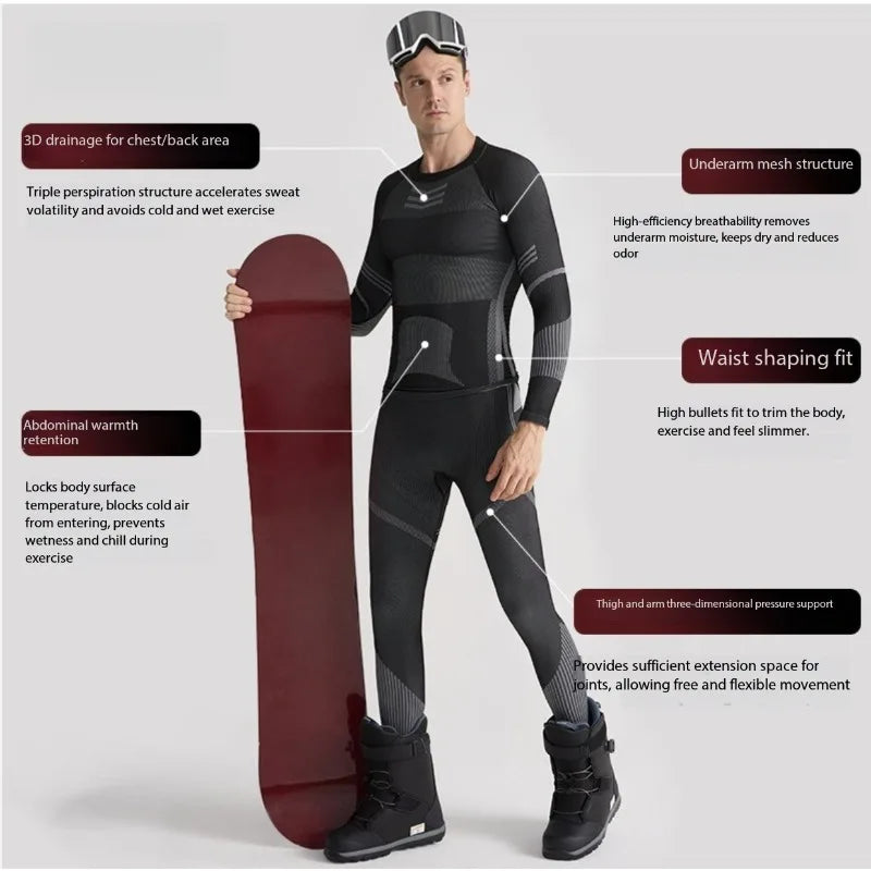 Ski Base Layer Set Men Women Thermal Quick Dry Moisture Wicking Compression Wear Winter Sports Outdoor Underwear Tops Bottoms