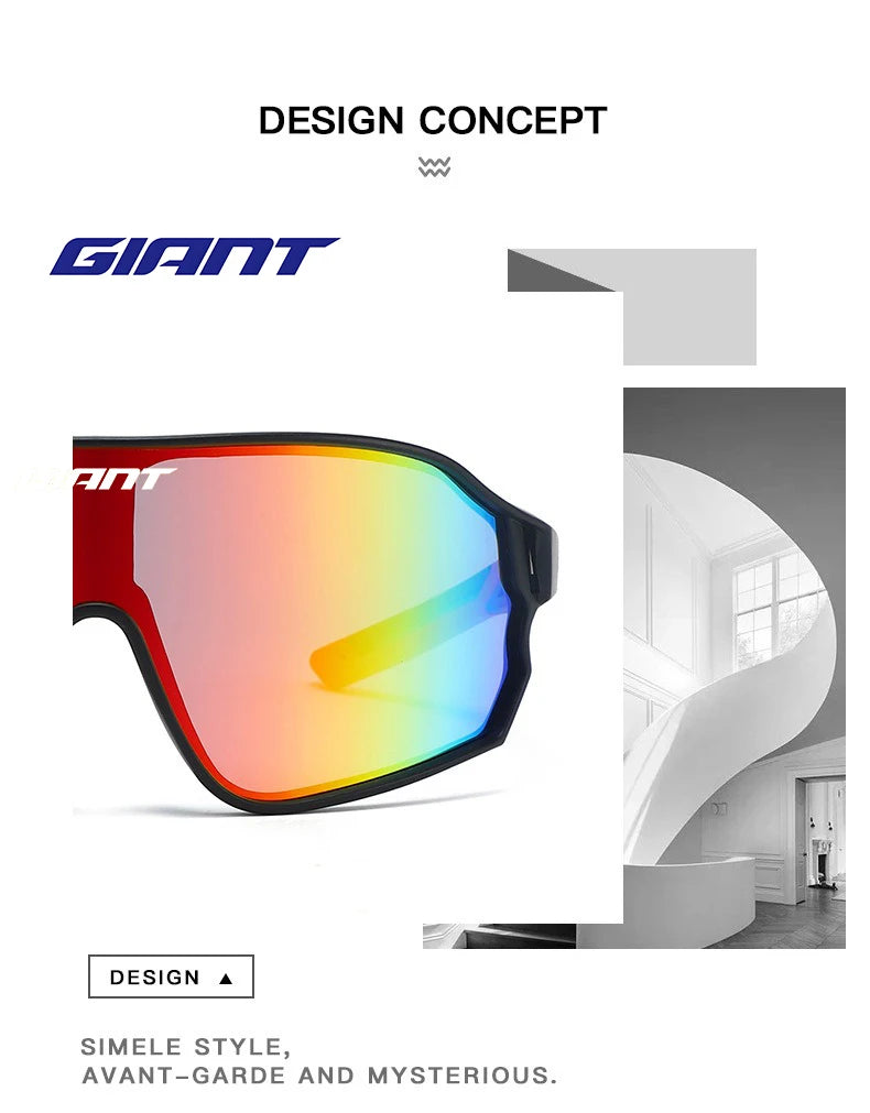 GIANT Top Seller Cycling Glasses UV400 Anti Fog REVO Lenses HD Clarity CE/ANSI Certified Cateye Design MTB/Road Bike man women