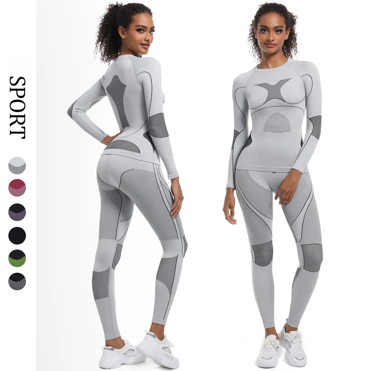 Women Skiwear Yoga Set Skiing Underwear Set Fitness Workout Thermal  Ski Snowboarding Running  Exercise Suit Long Johns