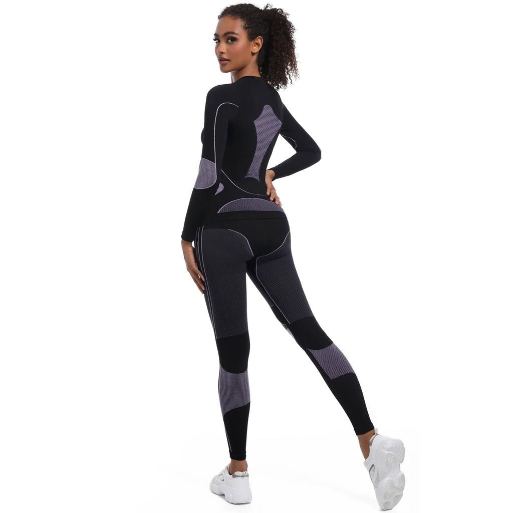 Women Skiwear Yoga Set Skiing Underwear Set Fitness Workout Thermal  Ski Snowboarding Running  Exercise Suit Long Johns