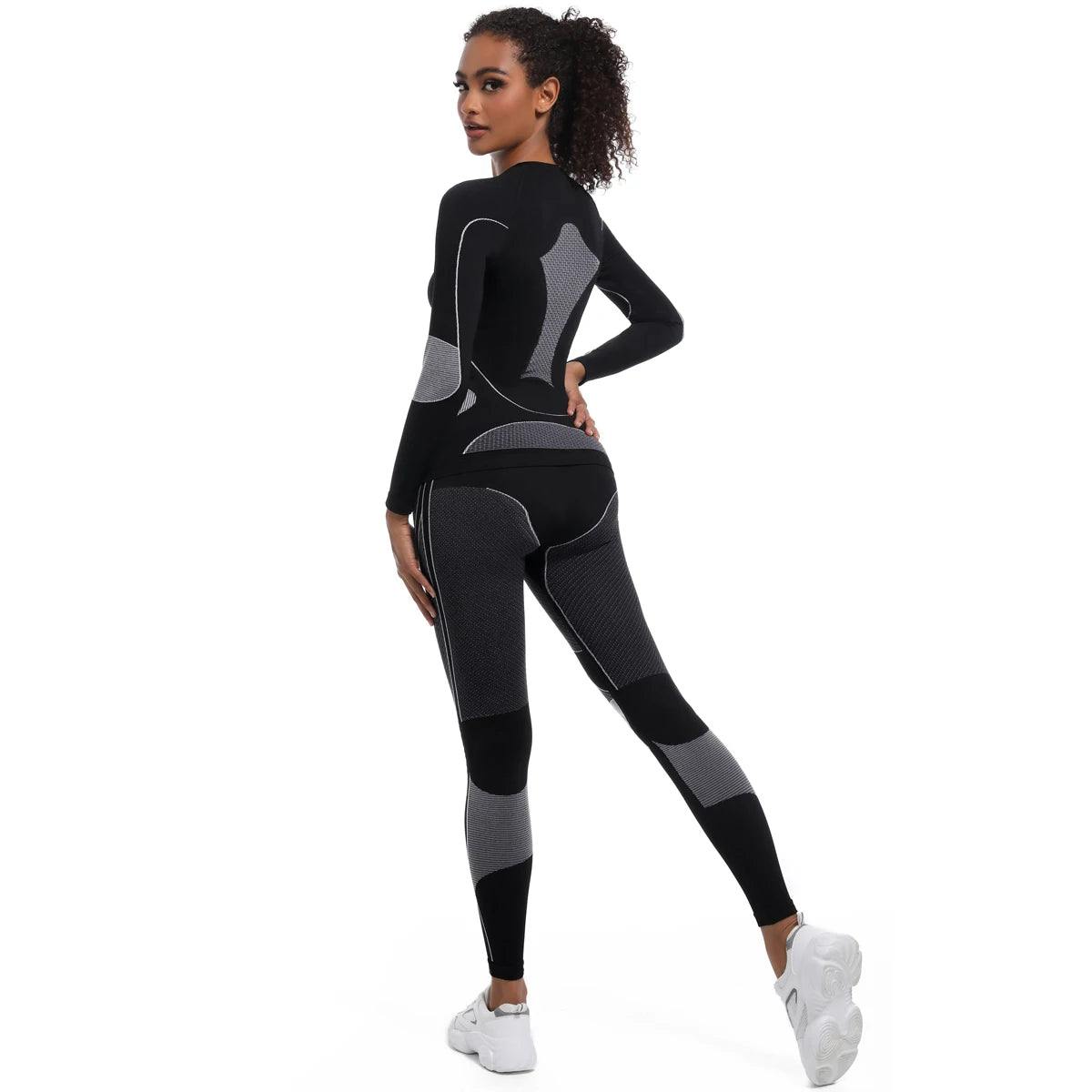 Women Skiwear Yoga Set Skiing Underwear Set Fitness Workout Thermal Gym Ski Snowboarding Running Yoga Exercise Suit Long Johns