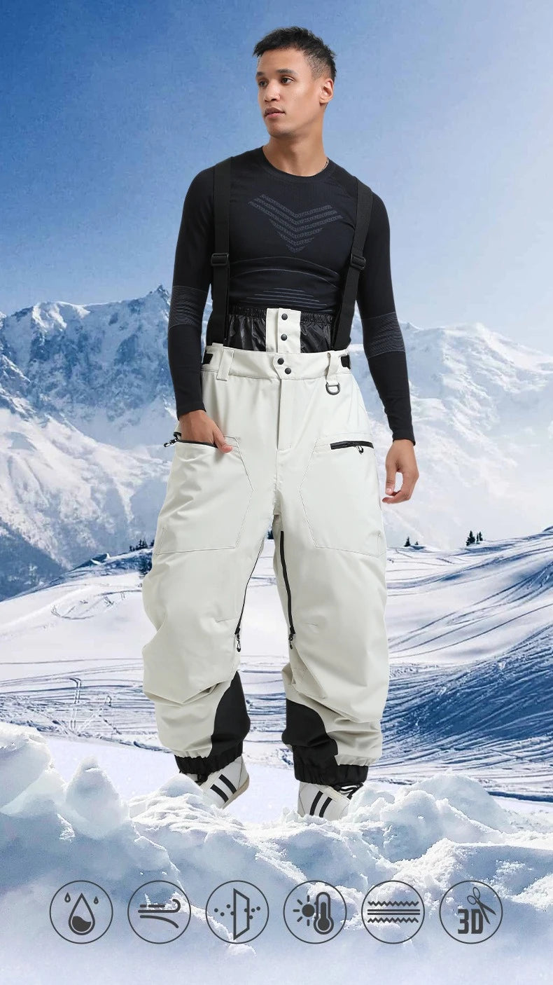 New Ski Pant Solid Snow  Women Windproof Waterproof Snow Pants Warm Breathable Thickened Winter Outdoor Snowboarding Trousers