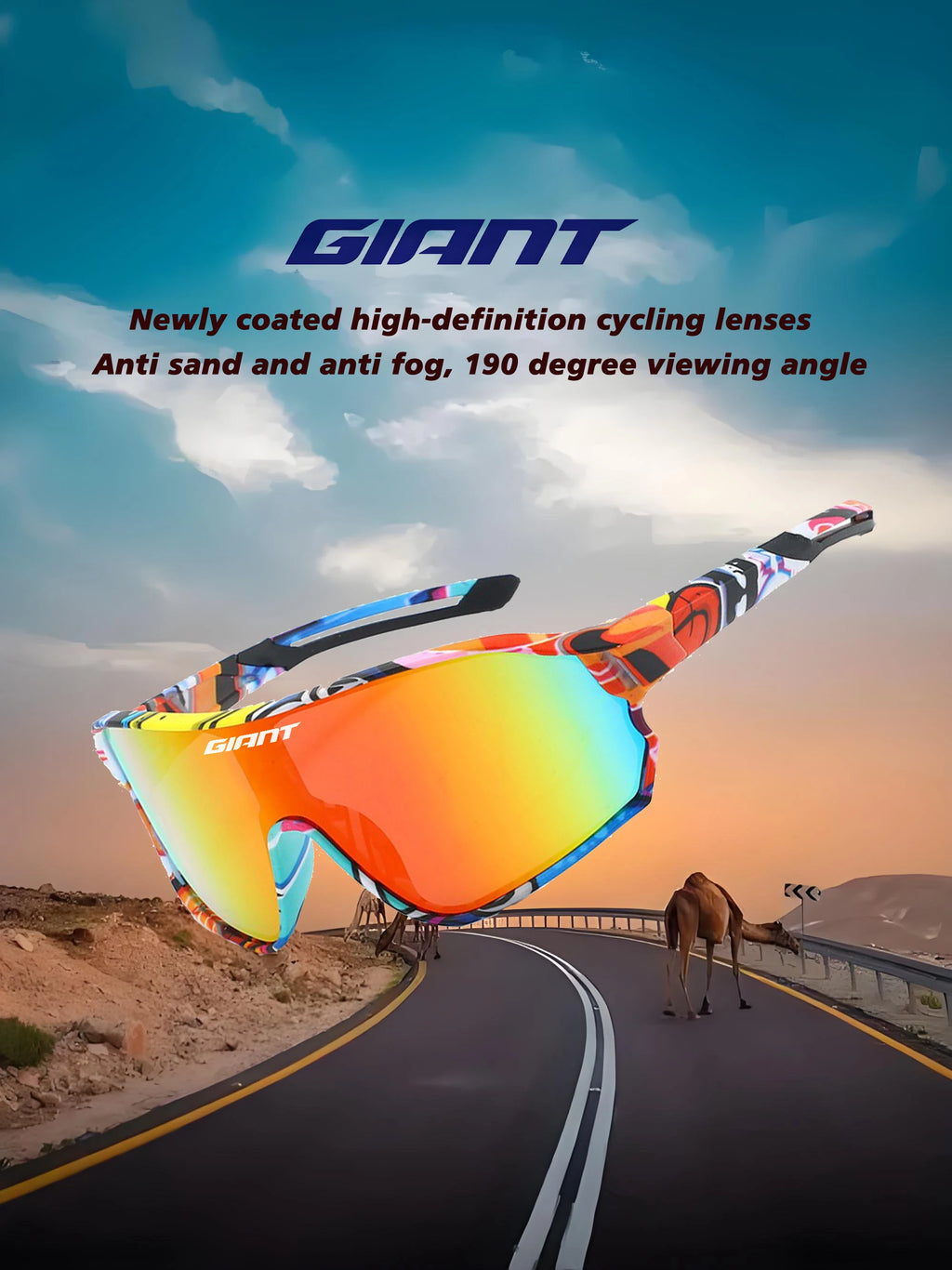 GIANT Top Seller Cycling Glasses UV400 Anti Fog REVO Lenses HD Clarity CE/ANSI Certified Cateye Design MTB/Road Bike man women