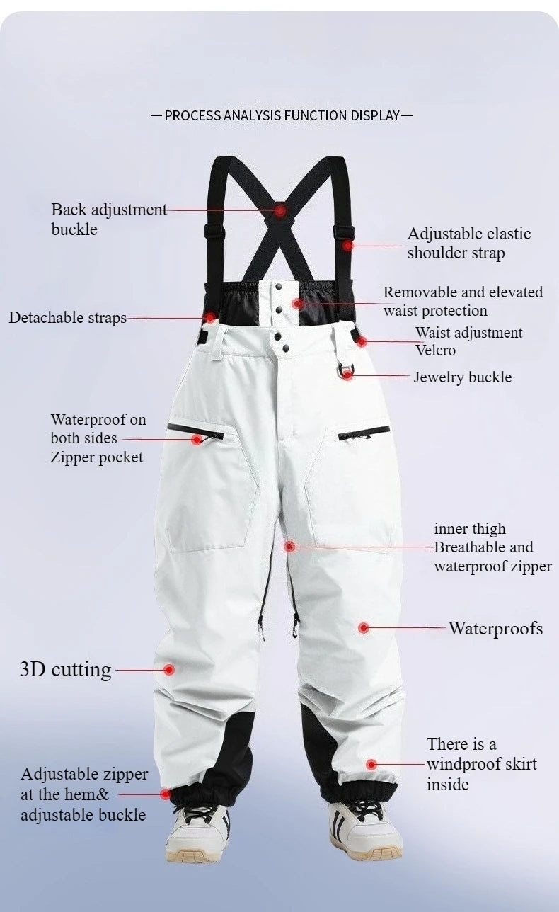 New Ski Pant Solid Snow  Women Windproof Waterproof Snow Pants Warm Breathable Thickened Winter Outdoor Snowboarding Trousers