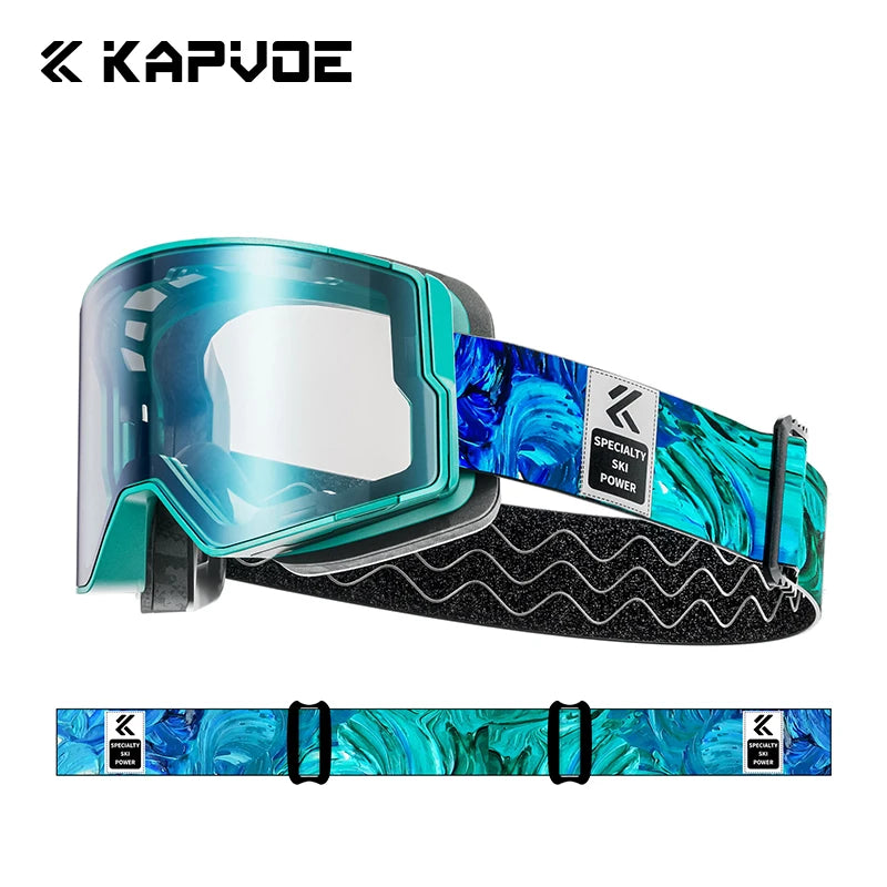 Kapvoe Snow Goggles Ski Snowboarding Skiing Mask for Men Women Anti-Fog Lens Kit UV400 Protection Snowmobile Glasses Motorcycle