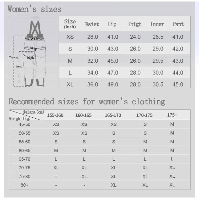 New Ski Pant Solid Snow  Women Windproof Waterproof Snow Pants Warm Breathable Thickened Winter Outdoor Snowboarding Trousers